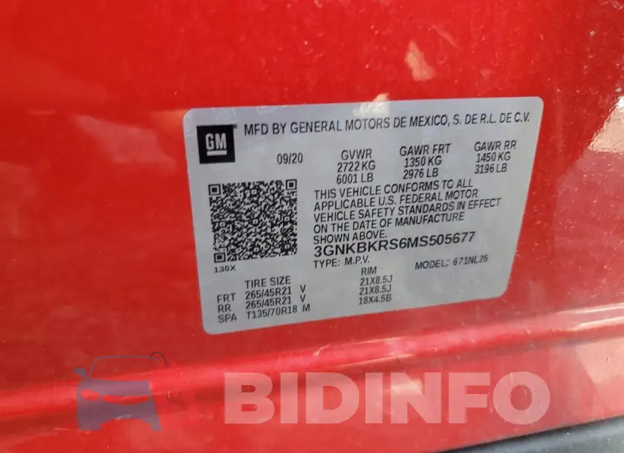 3GNKBKRS6MS505677 Photo# 12