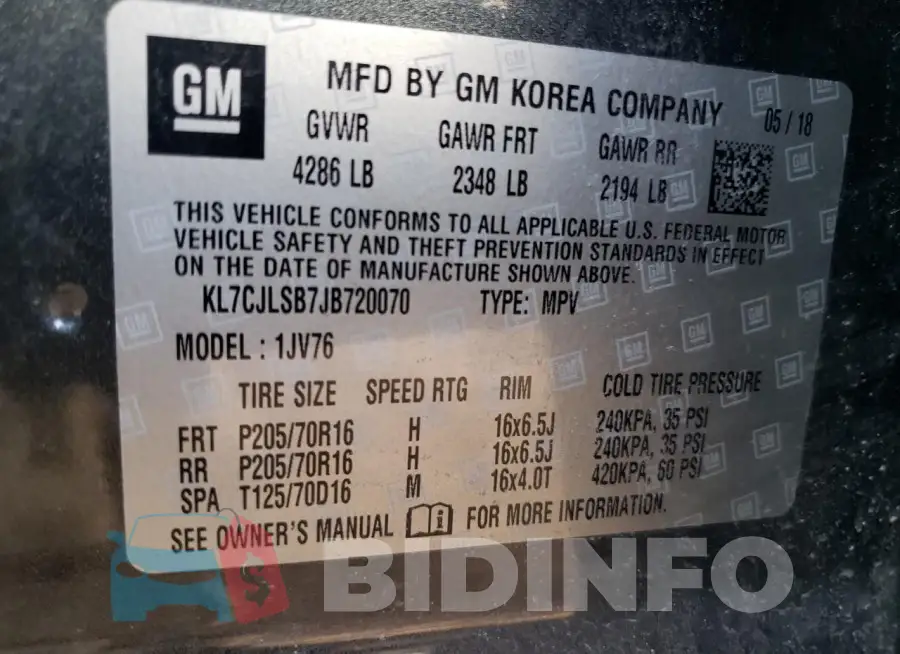 KL7CJLSB7JB720070 Photo# 12