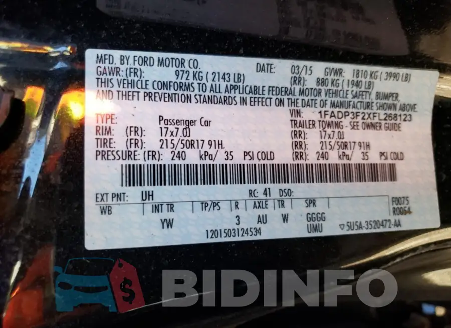 1FADP3F2XFL268123 Photo# 12