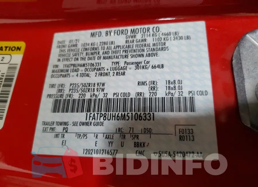 1FATP8UH6M5106331 Photo# 12