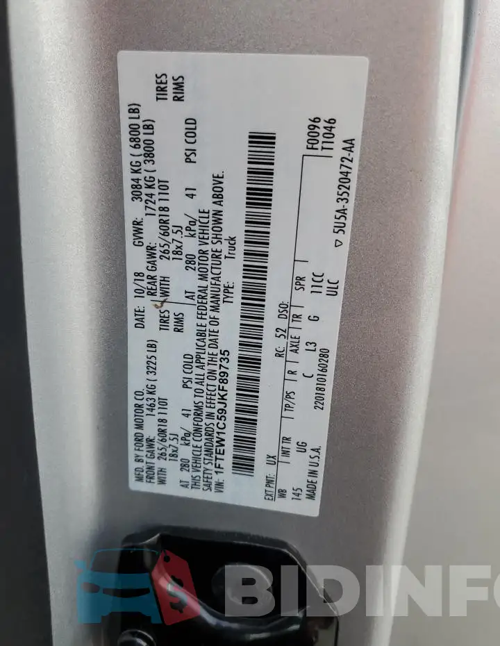 1FTEW1C59JKF89735 Photo# 12