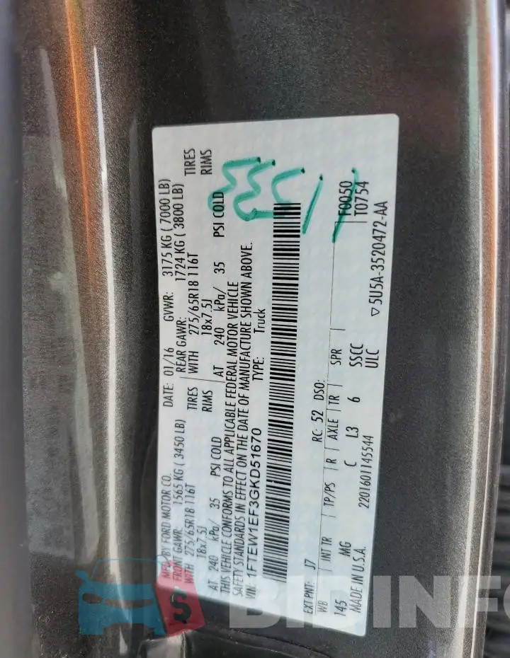 1FTEW1EF3GKD51670 Photo# 12