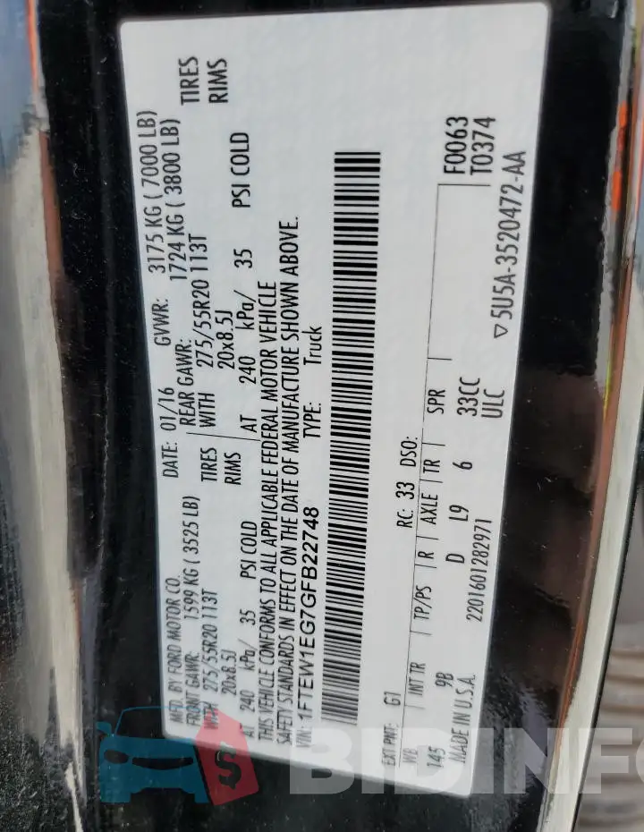 1FTEW1EG7GFB22748 Photo# 12
