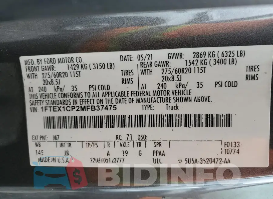 1FTEX1CP2MFB37475 Photo# 13