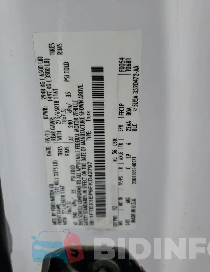 1FTEX1EP9FKD42797 Photo# 12