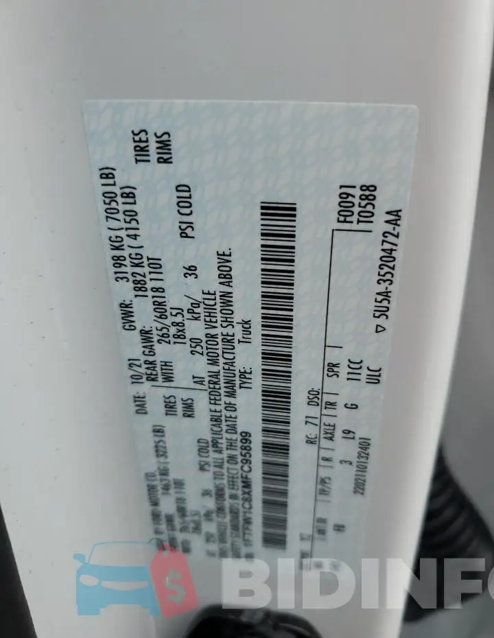 1FTFW1C8XMFC95899 Photo# 12