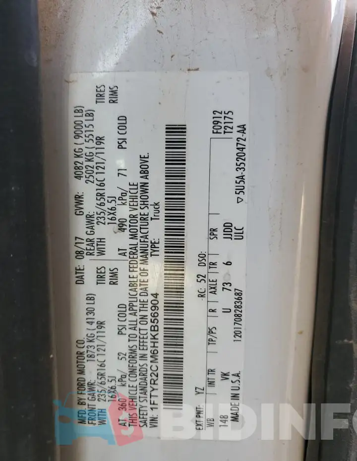 1FTYR2CM6HKB56904 Photo# 12