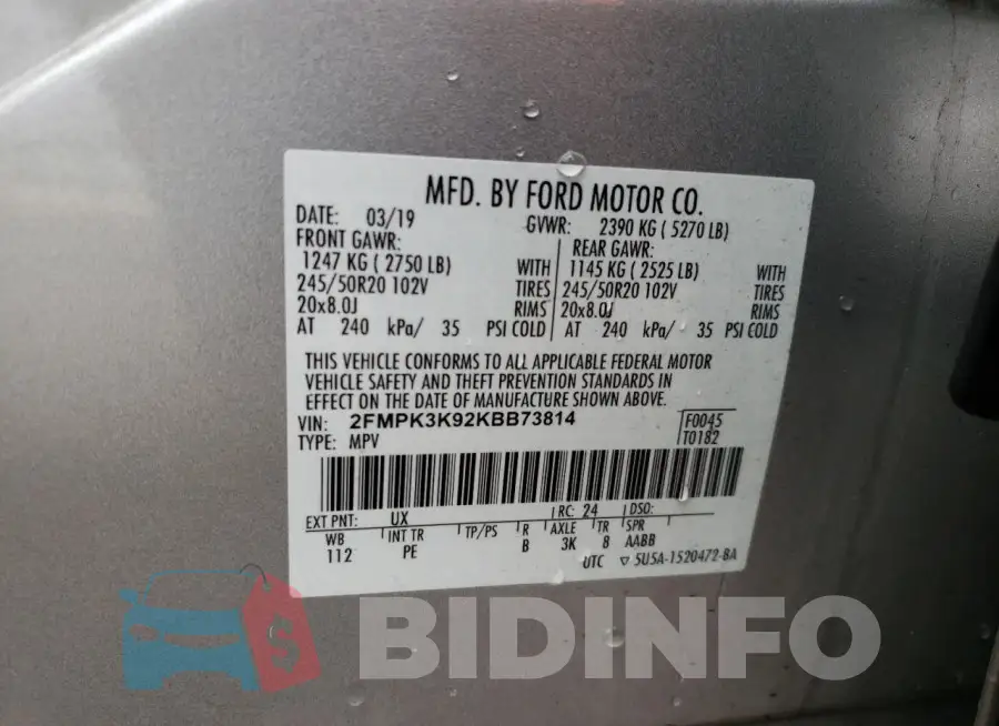 2FMPK3K92KBB73814 Photo# 13