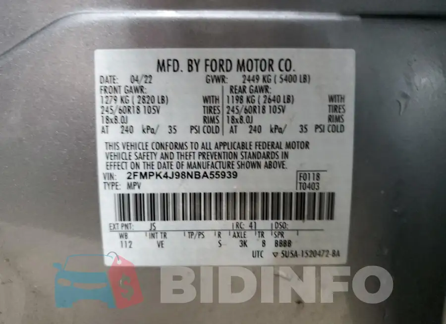 2FMPK4J98NBA55939 Photo# 13