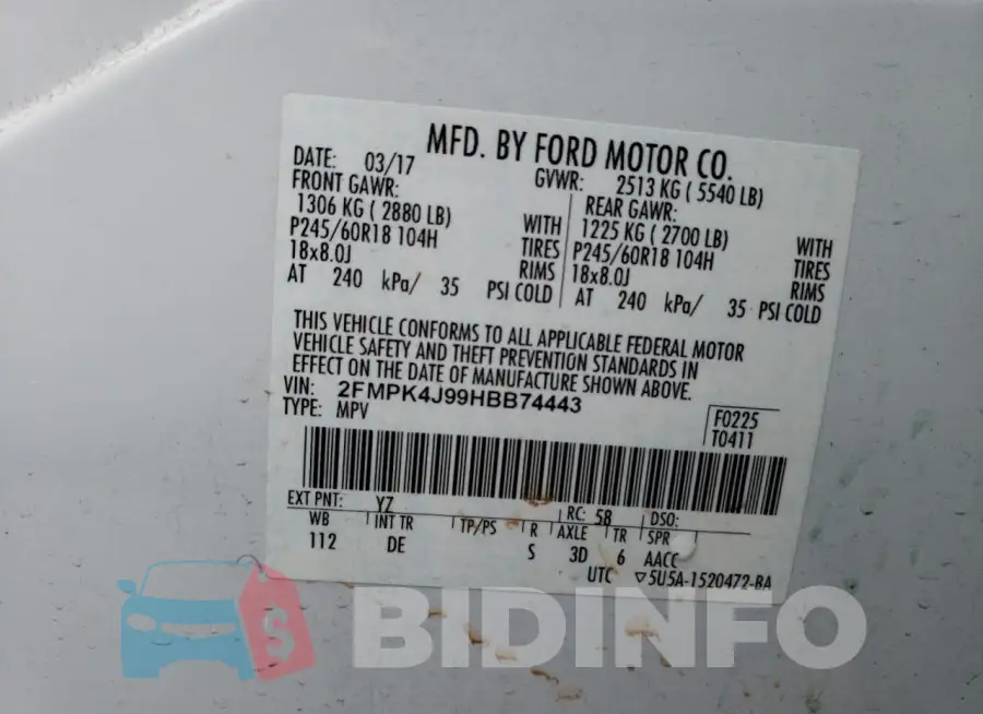 2FMPK4J99HBB74443 Photo# 13