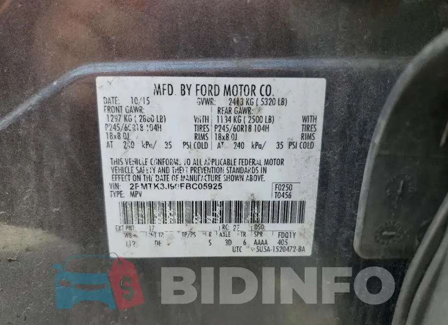 2FMTK3J90FBC05925 Photo# 13