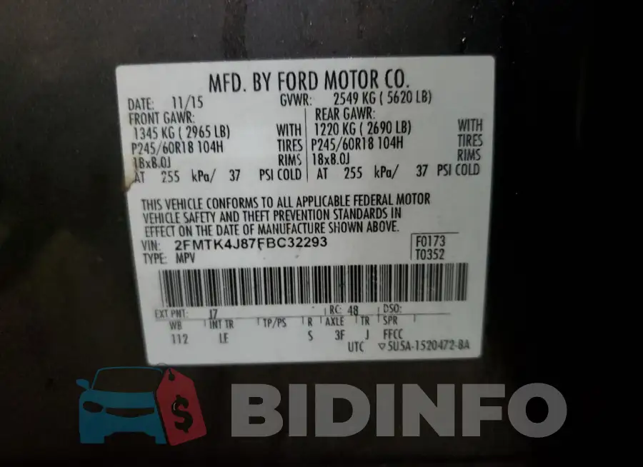 2FMTK4J87FBC32293 Photo# 13