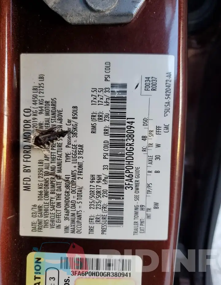 3FA6P0HD0GR380941 Photo# 13