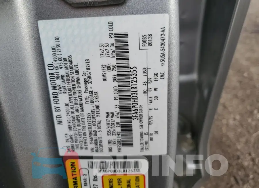 3FA6P0HD3LR125355 Photo# 12