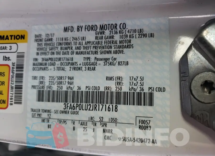 3FA6P0LU2JR171618 Photo# 12