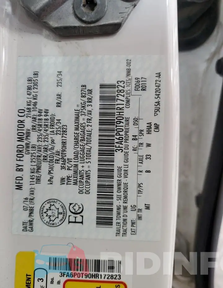 3FA6P0T90HR172823 Photo# 13