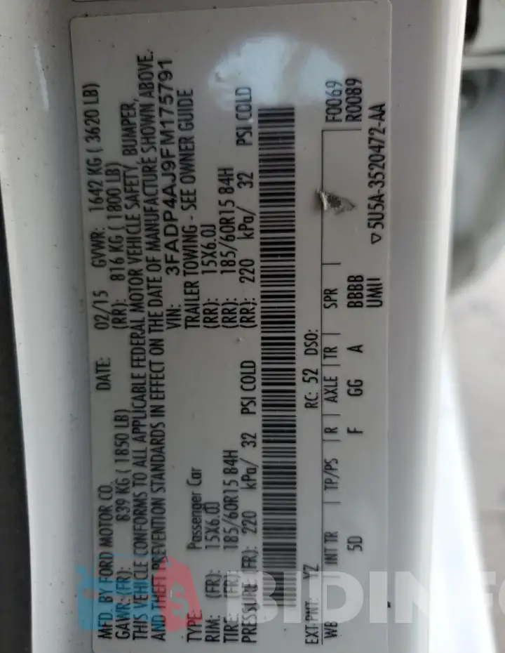 3FADP4AJ9FM175791 Photo# 13