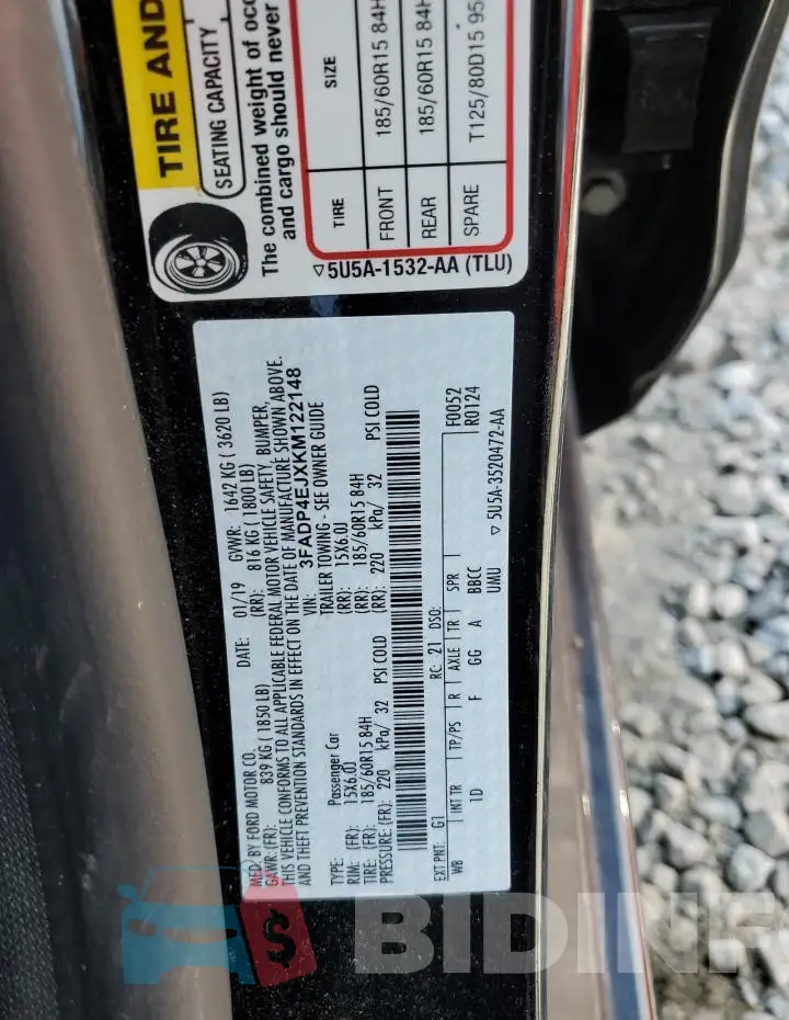 3FADP4EJXKM122148 Photo# 12