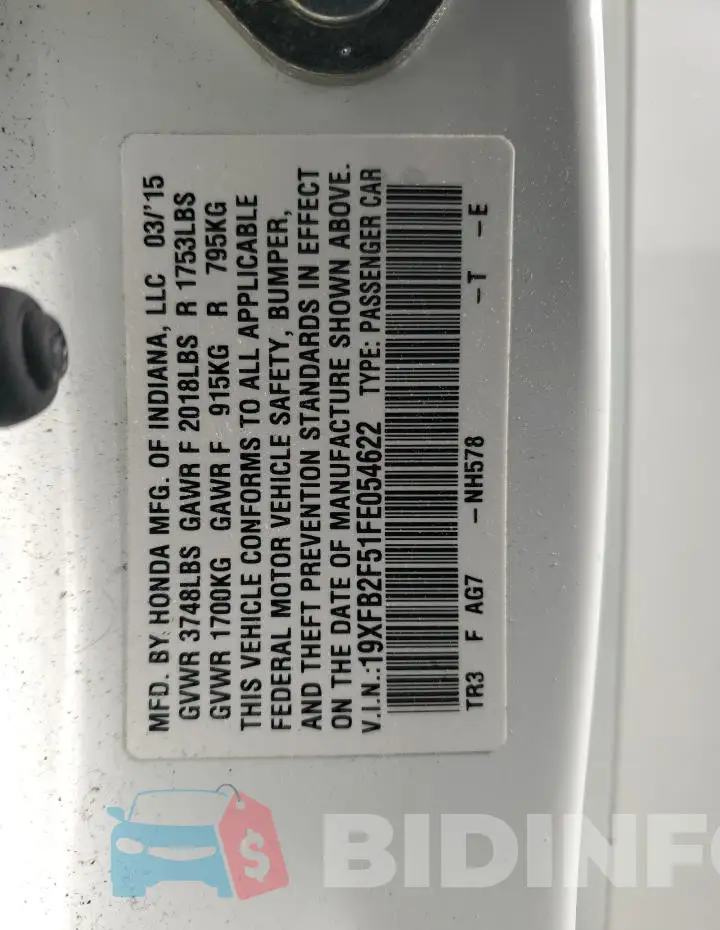 19XFB2F51FE054622 Photo# 12