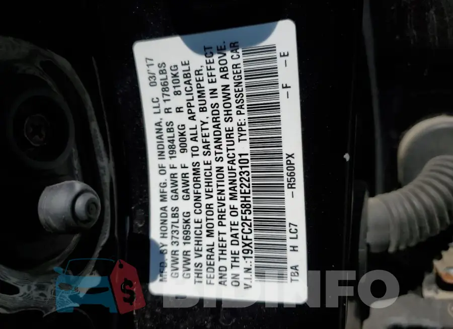 19XFC2F58HE223101 Photo# 12