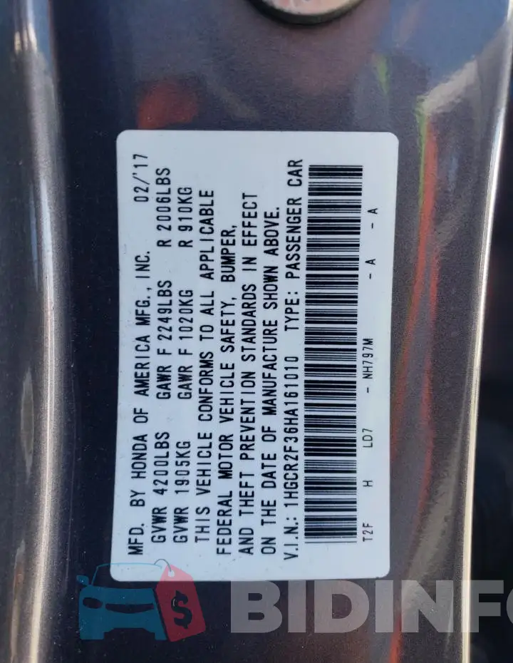 1HGCR2F36HA161010 Photo# 12