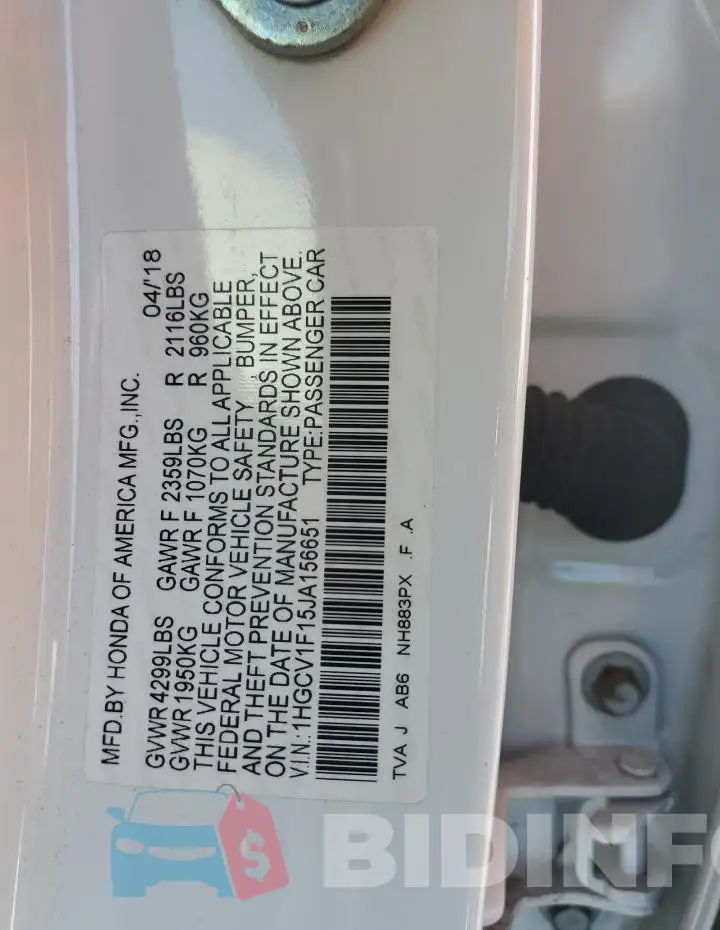 1HGCV1F15JA156651 Photo# 12