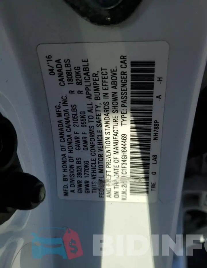 2HGFC1F34GH644469 Photo# 12