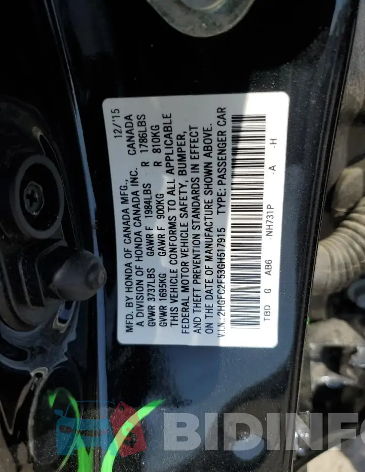 2HGFC2F53GH517915 Photo# 12