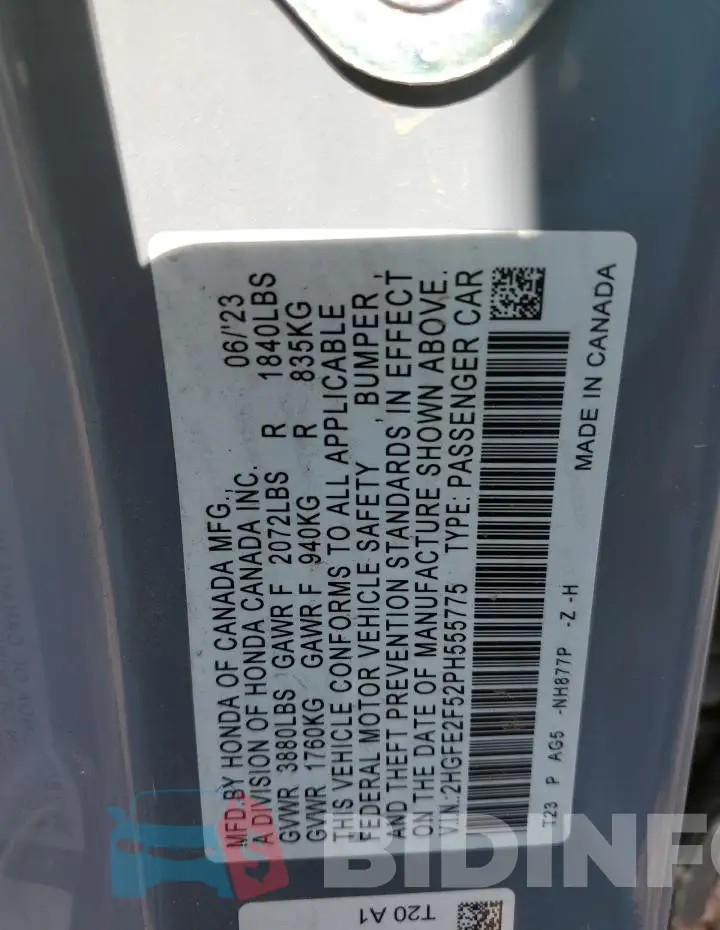 2HGFE2F52PH555775 Photo# 12