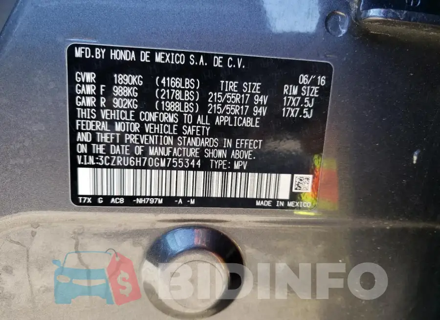 3CZRU6H70GM755344 Photo# 13