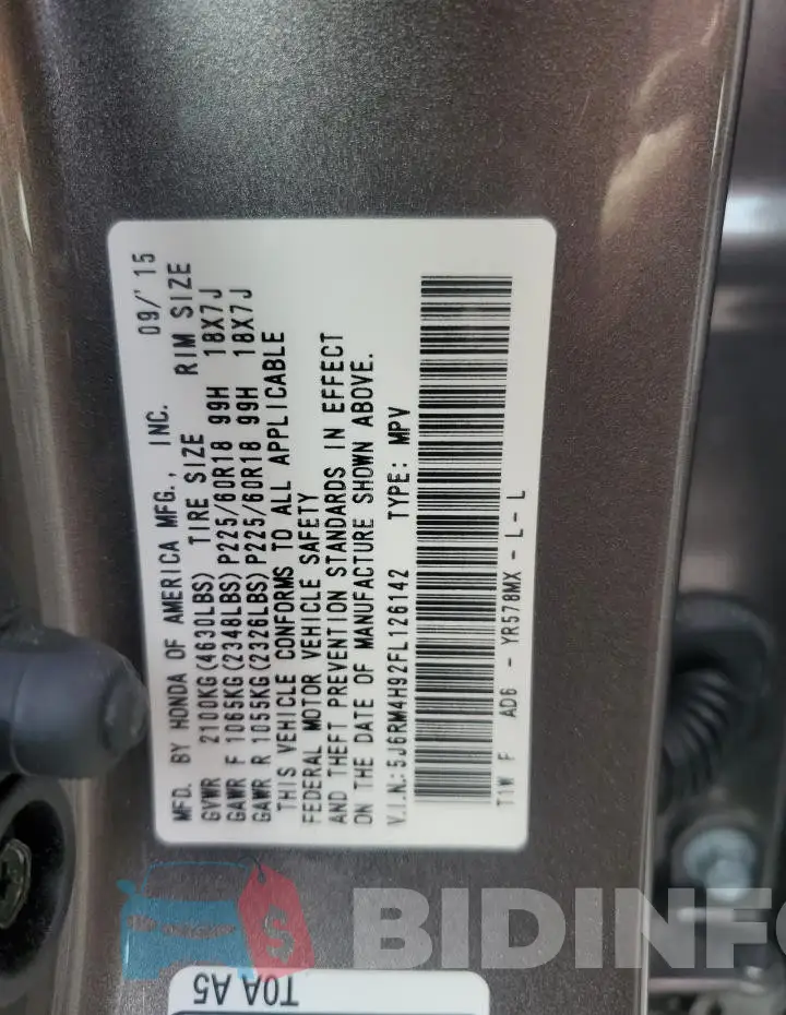 5J6RM4H92FL126142 Photo# 12
