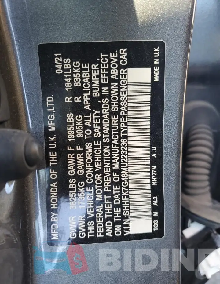 SHHFK7G48MU223236 Photo# 12