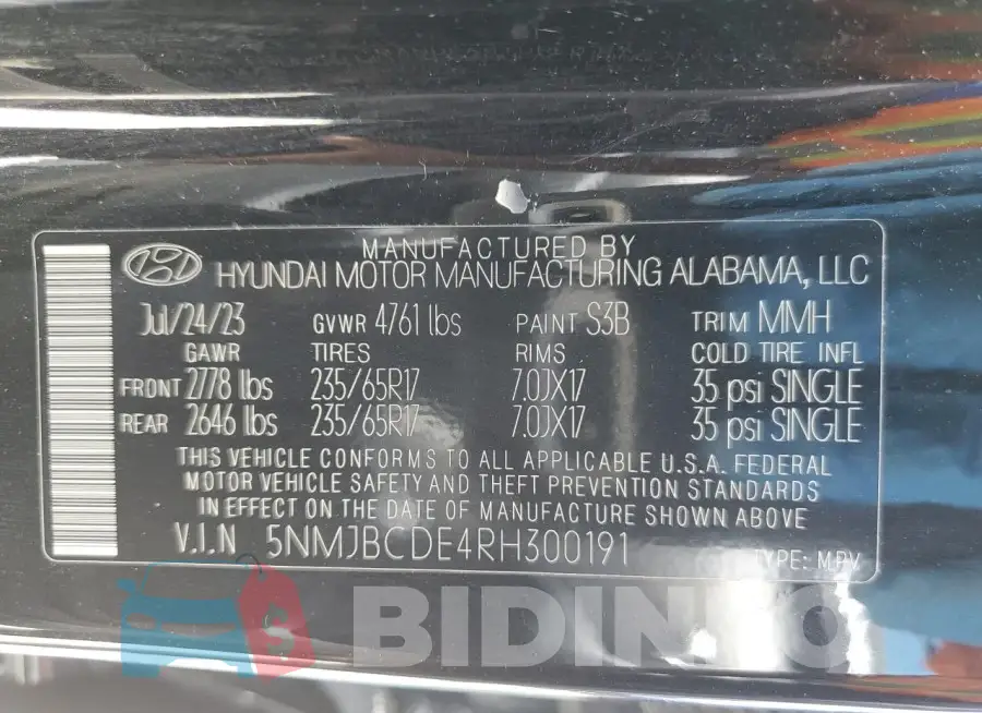 5NMJBCDE4RH300191 Photo# 13