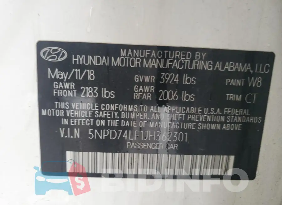 5NPD74LF1JH362301 Photo# 13