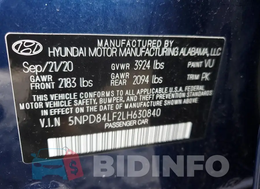 5NPD84LF2LH630840 Photo# 12