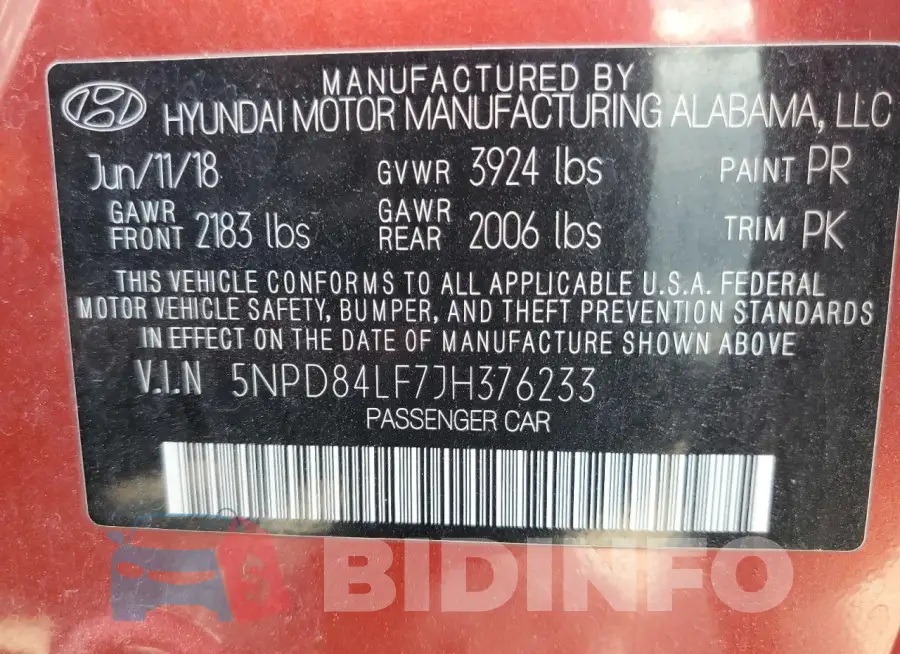 5NPD84LF7JH376233 Photo# 12