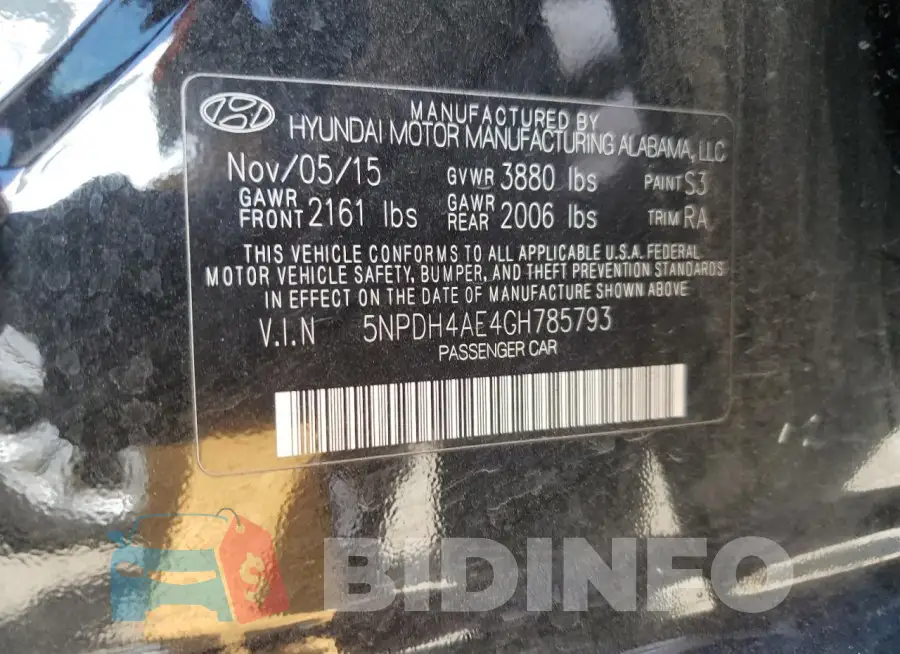 5NPDH4AE4GH785793 Photo# 13