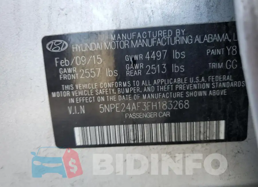 5NPE24AF3FH183268 Photo# 13