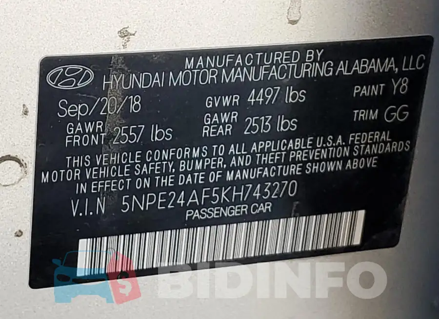 5NPE24AF5KH743270 Photo# 12