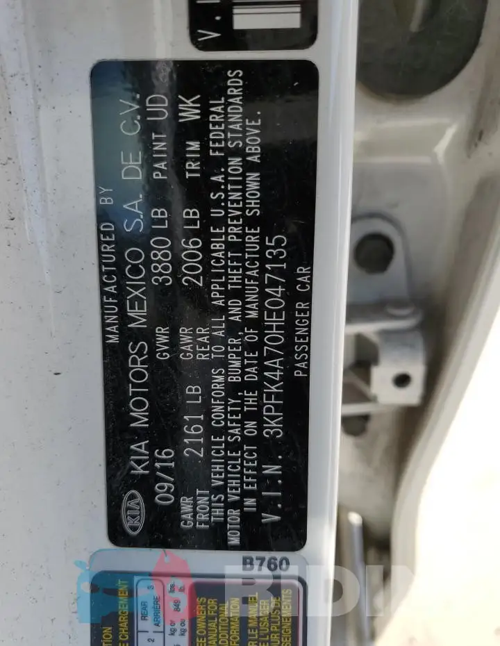 3KPFK4A70HE047135 Photo# 12