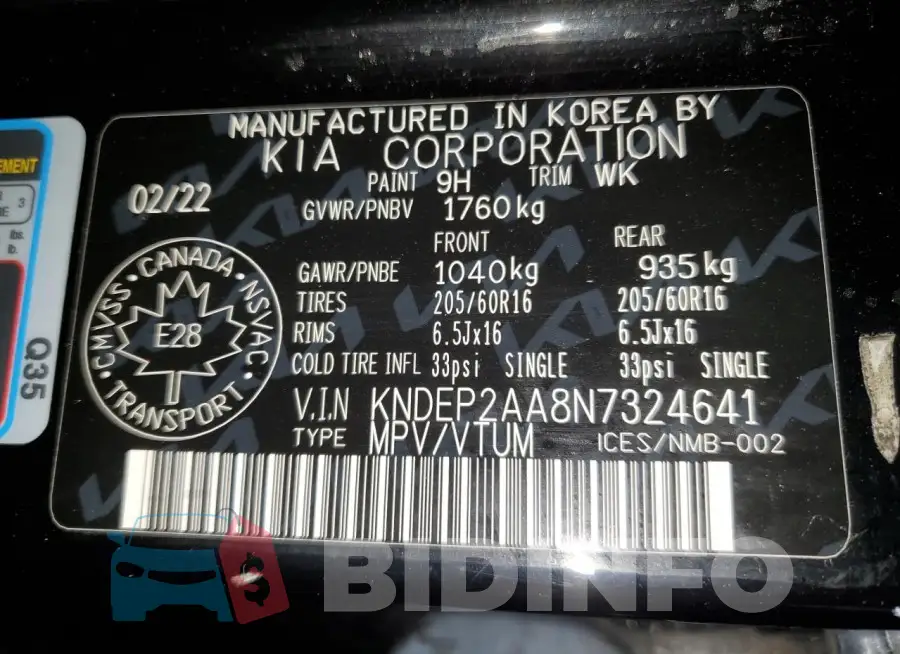KNDEP2AA8N7324641 Photo# 14