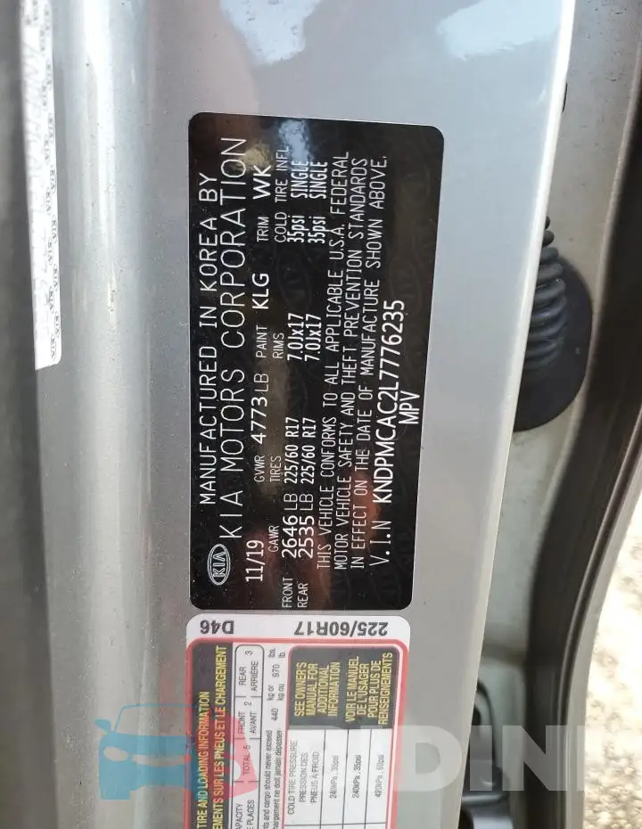 KNDPMCAC2L7776235 Photo# 12