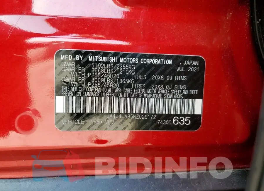 JA4J4UA85NZ029172 Photo# 12