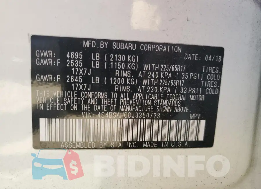 4S4BSAHC8J3350723 Photo# 12