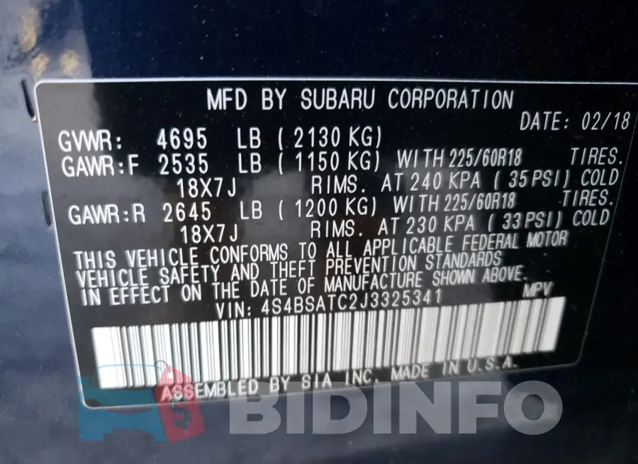 4S4BSATC2J3325341 Photo# 13
