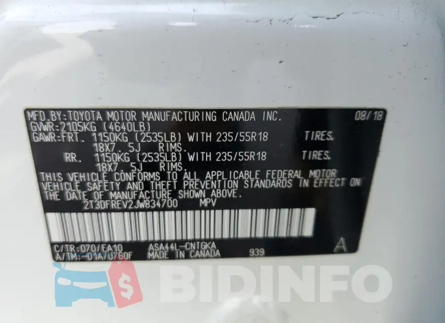 2T3DFREV2JW834700 Photo# 13