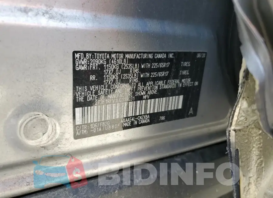 2T3F1RFV1LC119031 Photo# 13