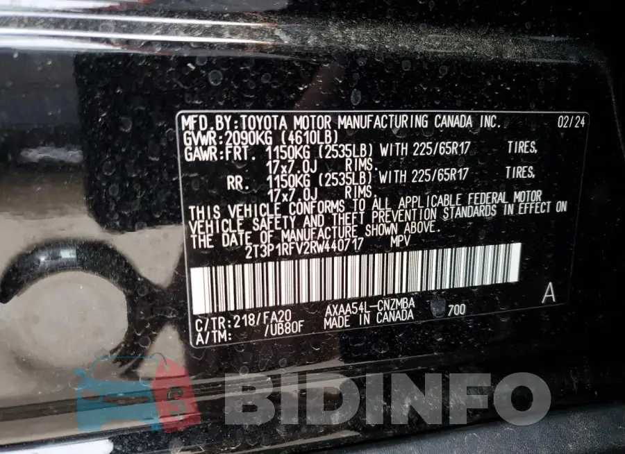 2T3P1RFV2RW440717 Photo# 13