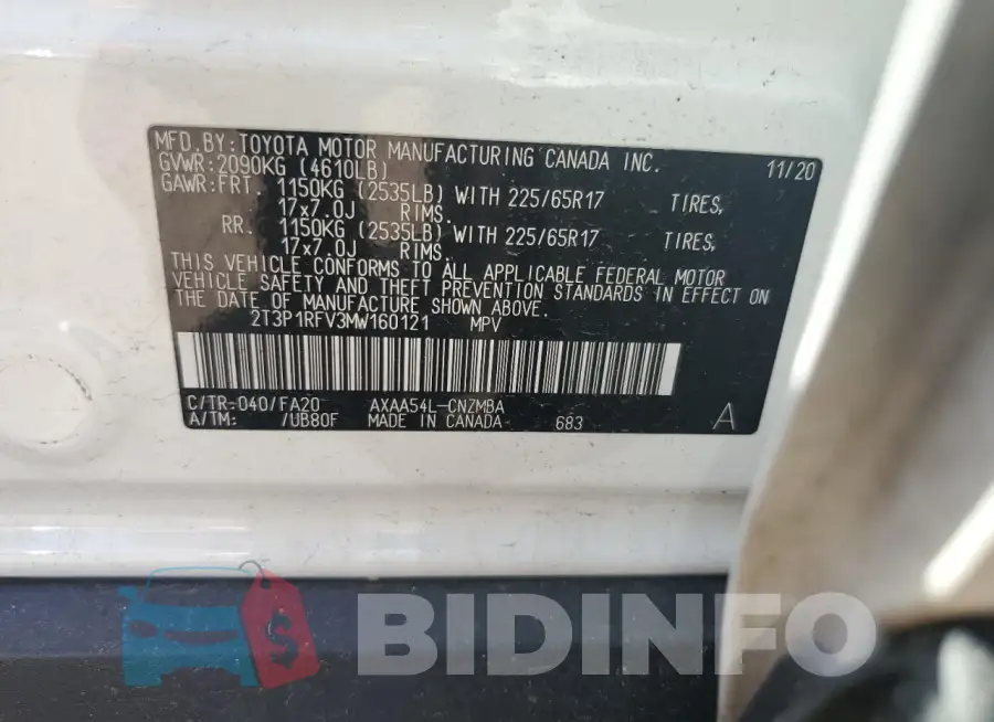 2T3P1RFV3MW160121 Photo# 12