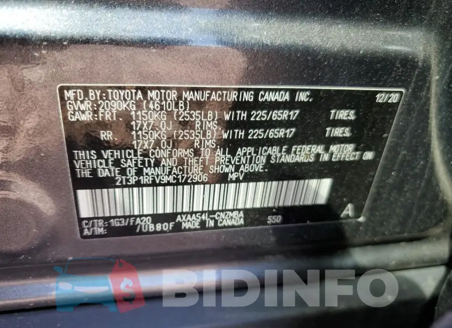 2T3P1RFV9MC172906 Photo# 12